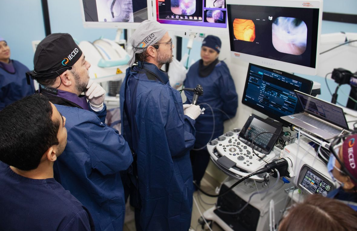 Professor Noel participating in advanced endoscopy teaching with international faculty